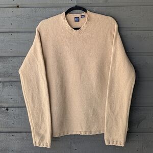 VTG 90s GAP 100% Lambswool Men's Camel Tan V Neck Sweater XXL